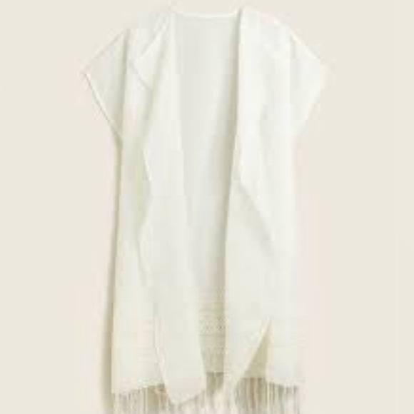 J. Crew OSFM White Lightweight Eyelet Beach Cover Up Poncho NEW - Picture 1 of 10
